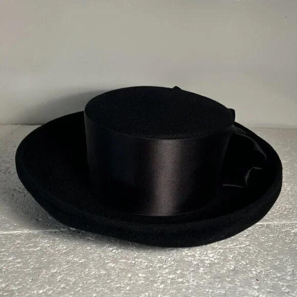 Eric Javits Vintage Wool Hat Satin Bow Old Money Quiet Luxury Cottage Prairie - Picture 5 of 7